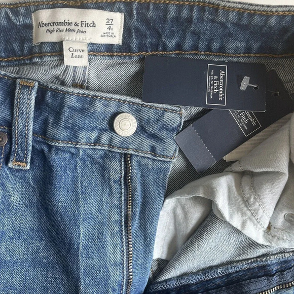 Abercrombie & Fitch Curve Love Mom High Rise Distressed Jeans 27/ 4 Regular - Picture 2 of 15